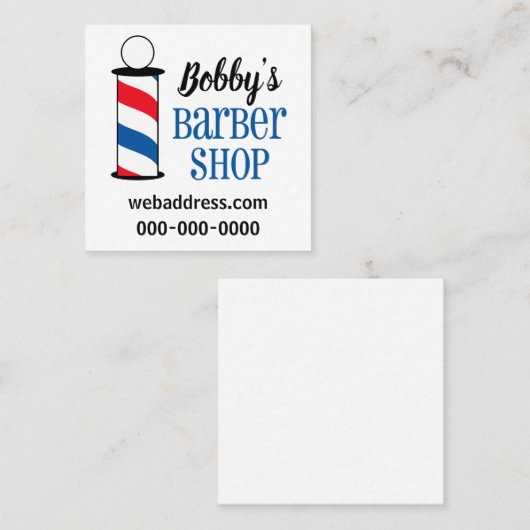 パーソナライズされた理容師 スクエア名刺 (正面/裏面)