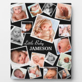 パーソナライズされた生まれたばかりのベビー17写真 |ギフト フォトプラーク (正面)