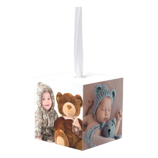 パーソナライズされた生まれたばかりのベビー キューブオーナメント (裏面アングル)