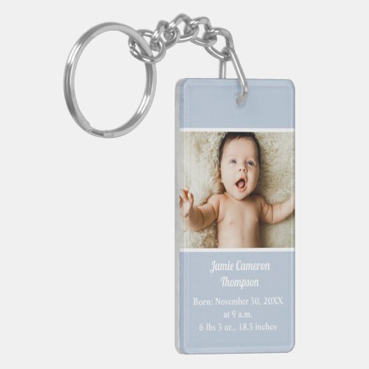 パーソナライズされた生まれたばかりの写真 キーホルダー (正面左)
