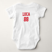 パーソナライズされた生まれバスケを撮る ベビーボディスーツ (裏面)