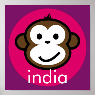 パーソナライズされた生意気なサル[ピンク+紫] ポスター