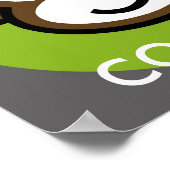 パーソナライズされた生意気なサル[ライム+グレー] ポスター (角)