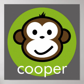 パーソナライズされた生意気なサル[ライム+グレー] ポスター