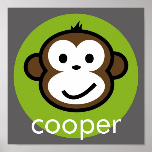 パーソナライズされた生意気なサル[ライム+グレー] ポスター (正面)