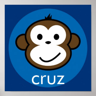 パーソナライズされた生意気なサル[青+海軍] ポスター