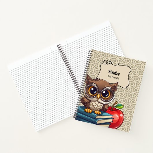 パーソナライズされた生書親ふくろう通学手帳 ノートブック (内部)