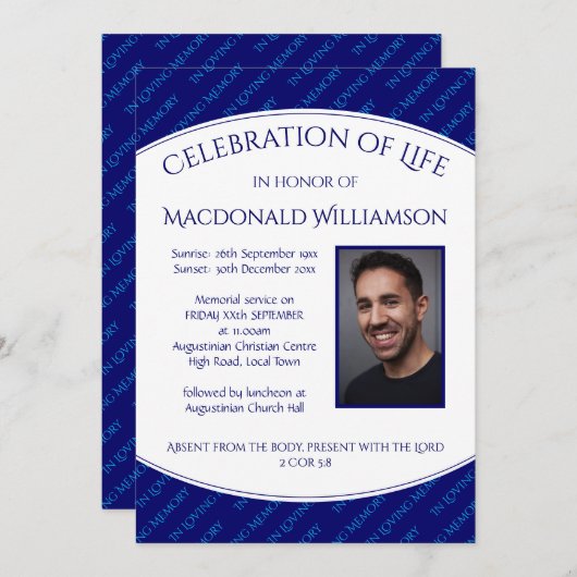 パーソナライズされた生活葬儀招待状お祝い 招待状 (正面/裏面)