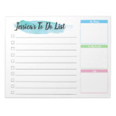 パーソナライズされた生産性リストの水色を行うには ノートパッド (正面)