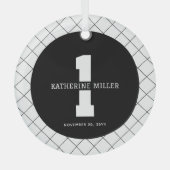 パーソナライズされた生誕モダン生年エレガント1月 ガラスオーナメント (正面)