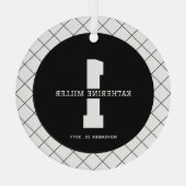 パーソナライズされた生誕モダン生年エレガント1月 ガラスオーナメント (裏面)