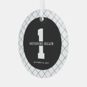 パーソナライズされた生誕モダン生年エレガント1月 ガラスオーナメント (正面左)