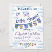 パーソナライズされた男の子のベビーシャワー招待状 招待状 (正面)