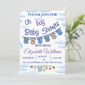 パーソナライズされた男の子のベビーシャワー招待状 招待状 (スタンド正面)