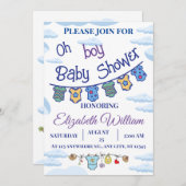 パーソナライズされた男の子のベビーシャワー招待状 招待状 (正面/裏面)