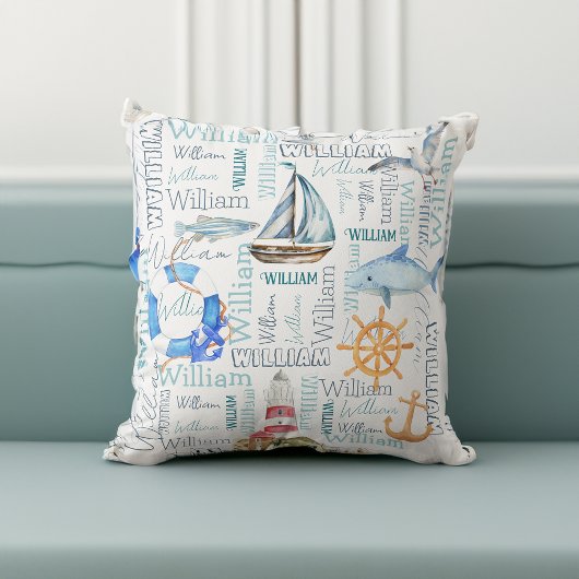パーソナライズされた男の子の航海の贈り物 クッション