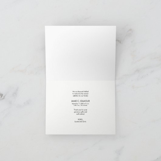 パーソナライズされた男の赤ちゃんシャワーフォトコラージュ サンキューカード (内部)