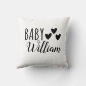 パーソナライズされた男の赤ちゃんハート名 クッション (裏面)