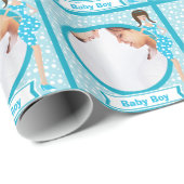 パーソナライズされた男の赤ちゃんフォトラッピング紙 ラッピングペーパー (ロールコーナー)