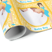 パーソナライズされた男の赤ちゃんフォトラッピング紙 ラッピングペーパー (ロールコーナー)