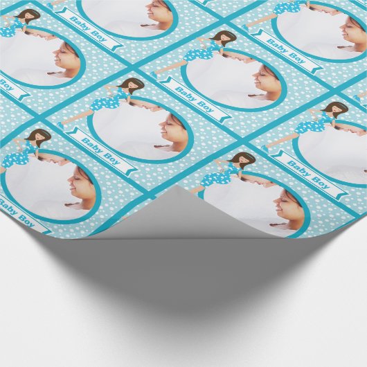 パーソナライズされた男の赤ちゃんフォトラッピング紙 ラッピングペーパー (角)
