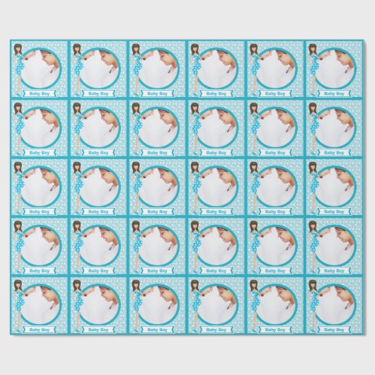 パーソナライズされた男の赤ちゃんフォトラッピング紙 ラッピングペーパー (フラット)