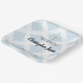 パーソナライズされた男の赤ちゃんブルーバプテスマ&金ゴールドクロスパ ペーパープレート (傾斜あり)