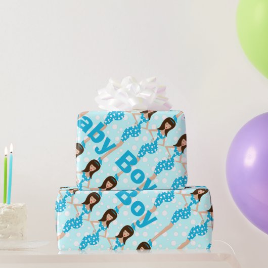 パーソナライズされた男の赤ちゃん包装紙 ラッピングペーパー (パーティーギフト)