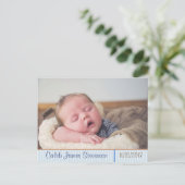 パーソナライズされた男の赤ちゃん誕生発表葉書 案内ポストカード (スタンド正面)