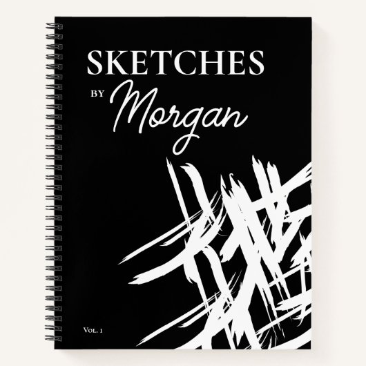 パーソナライズされた画家による白い線画 ノートブック (正面)