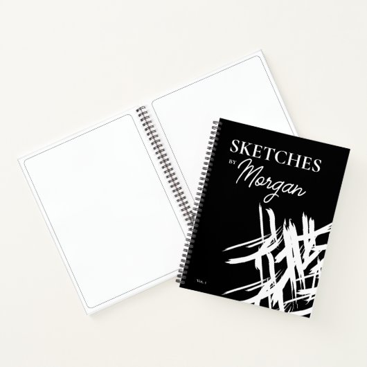パーソナライズされた画家による白い線画 ノートブック (内部)
