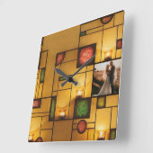 パーソナライズされた画数々の色アールデコデザイン スクエア壁時計 (傾斜)