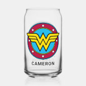 パーソナライズされた疑問に思女 |円と星のロゴ ガラス缶 (正面)