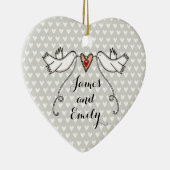 パーソナライズされた白いドーム結婚の装飾 セラミックオーナメント (右)