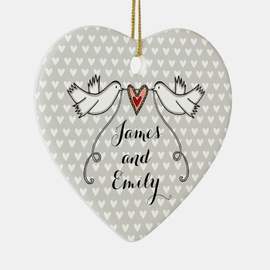 パーソナライズされた白いドーム結婚の装飾 セラミックオーナメント (右)