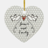 パーソナライズされた白いドーム結婚の装飾 セラミックオーナメント (正面)