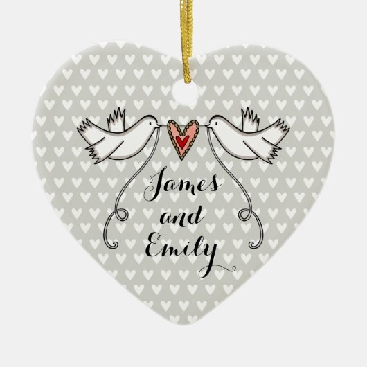 パーソナライズされた白いドーム結婚の装飾 セラミックオーナメント (正面)