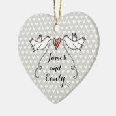 パーソナライズされた白いドーム結婚の装飾 セラミックオーナメント (左)