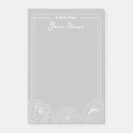 パーソナライズされた白い縁取り牡丹縁ど ポストイット