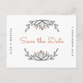 -パーソナライズされた白い葉の日付を保存 ポストカード (正面)