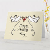 パーソナライズされた白い鳩の母の日カード カード (黄色い花)