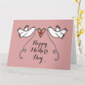 パーソナライズされた白い鳩の母の日カード カード (黄色い花)