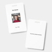 パーソナライズされた白の社員バッジの写真とテキスト バッジ (正面＆裏面)