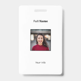 パーソナライズされた白の社員バッジの写真とテキスト バッジ