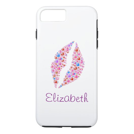 パーソナライズされた白シンプルカラフルハート唇 Case-Mate iPhoneケース (裏面)