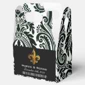 パーソナライズされた白黒および金ゴールド（紋章の）フラ・ダ・リ フェイバーボックス (オープン)