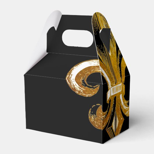 パーソナライズされた白黒と金ゴールド（紋章の）フラ・ダ・リの好意 フェイバーボックス (裏面サイド)