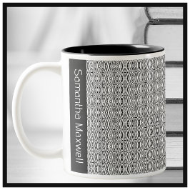 パーソナライズされた白黒の幾何模様 ツートーンマグカップ