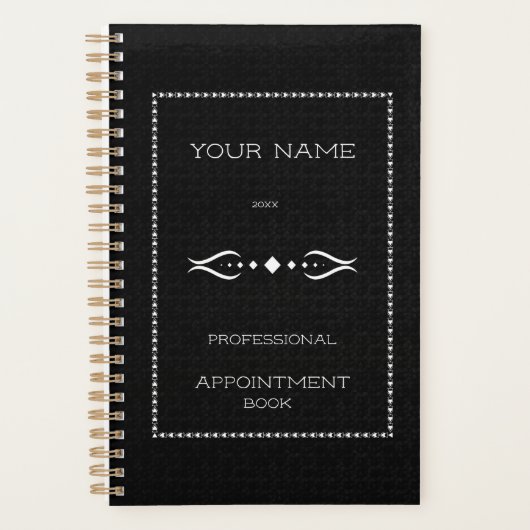 パーソナライズされた白黒アポイントメント本プランナー プランナー手帳 (正面)