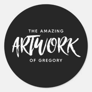 パーソナライズされた白黒アーティストアートステッカー ラウンドシール